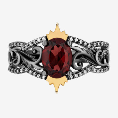 Enchanted Disney Fine Jewelry Villains Womens 1/8 CT. T.W. Genuine Red Garnet 14K Rose Gold Over Silver Evil Queen Cocktail Ring