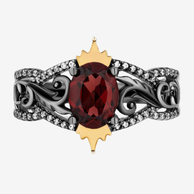 Enchanted Disney Fine Jewelry Villains Womens 1/8 CT. T.W. Genuine Red Garnet 14K Gold Over Silver Evil Queen Cocktail Ring