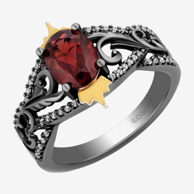 Enchanted Disney Fine Jewelry Villains Womens 1/8 CT. T.W. Genuine Red Garnet 14K Gold Over Silver Evil Queen Cocktail Ring