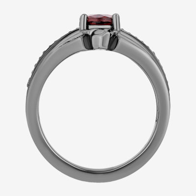 Enchanted Disney Fine Jewelry Villains Womens 1/8 CT. T.W. Genuine Red Garnet Sterling Silver Evil Queen Cocktail Ring