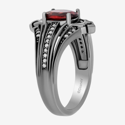 Enchanted Disney Fine Jewelry Villains Womens 1/8 CT. T.W. Genuine Red Garnet Sterling Silver Evil Queen Cocktail Ring