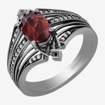 Enchanted Disney Fine Jewelry Villains Womens 1/8 CT. T.W. Genuine Red Garnet Sterling Silver Evil Queen Cocktail Ring