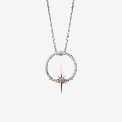 Star Wars Fine Jewelry Guardians Of Light Womens 1/10 CT. T.W. Mined White Diamond 10K Rose Gold Sterling Silver Circle Star Wars Pendant Necklace
