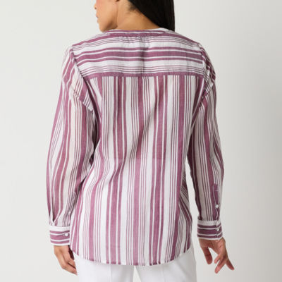 Liz Claiborne Womens Long Sleeve Regular Fit Button-Down Shirt