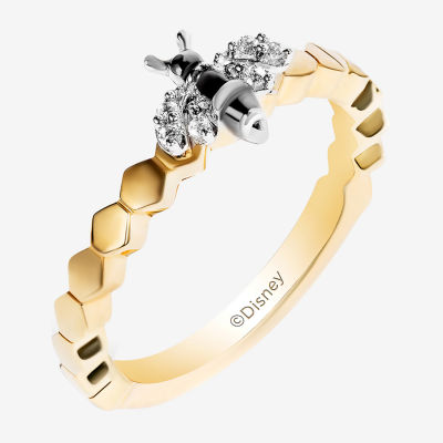 Disney Jewels Collection Womens Diamond Accent Natural White 14K Gold Over Silver Winnie The Pooh Cocktail Ring