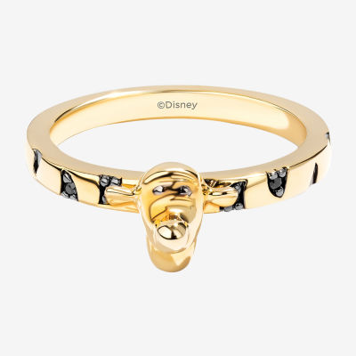 Disney Jewels Collection Womens Diamond Accent Natural Black 14K Gold Over Silver Tigger Winnie The Pooh Cocktail Ring