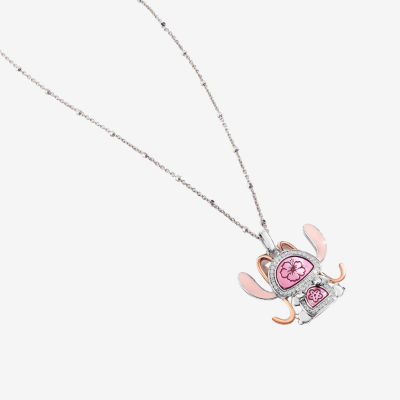 Disney Jewels Collection Enamel Womens 1/8 CT. T.W. 14K Rose Gold Over Silver Sterling Silver Lilo & Stitch Pendant Necklace