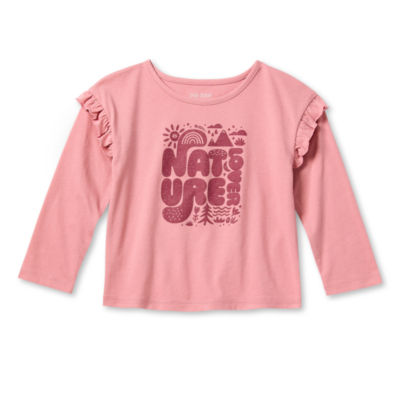 Okie Dokie Toddler & Little Girls Round Neck Long Sleeve Regular Fit Graphic T-Shirt