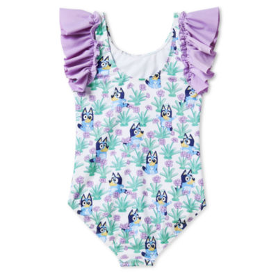 Little Girls Bluey Floral One Piece Swimsuit