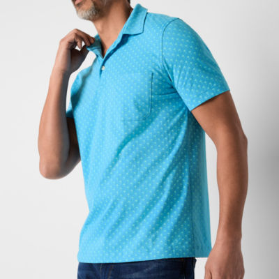 St. John's Bay Printed Super Soft Jersey Mens Slim Fit Short Sleeve Pocket Polo Shirt