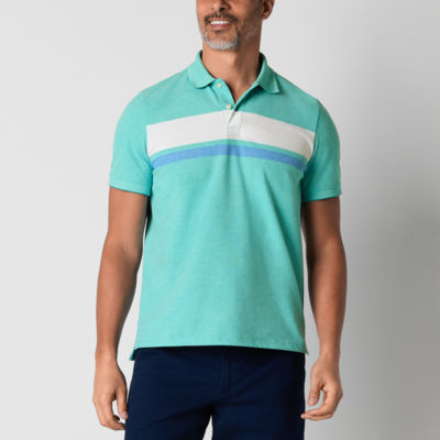 St. John's Bay Essential Oxford Colorblock Mens Classic Fit Short Sleeve Polo Shirt