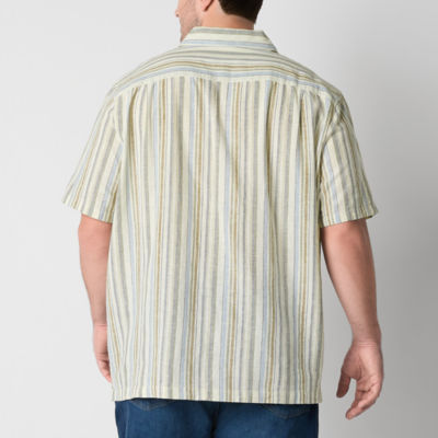 mutual weave Big and Tall Mens Short Sleeve Easy-on + Easy-off Sensory Friendly Camp Shirt