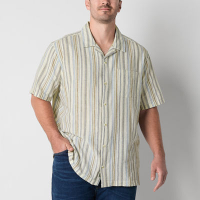 mutual weave Big and Tall Mens Short Sleeve Easy-on + Easy-off Sensory Friendly Camp Shirt