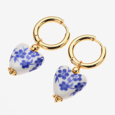 Bijoux Bar Gold Tone Heart Drop Earrings