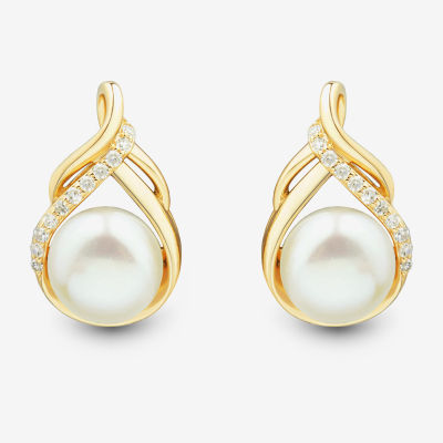 Womens White Cultured Freshwater Pearl 14K Gold Over Silver Sterling Silver Drop Earrings