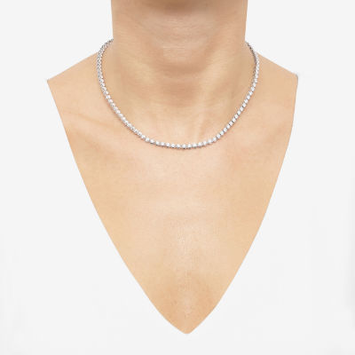 (I1/H-I) Womens White Diamond 10K Gold 18 Inch Tennis Necklace