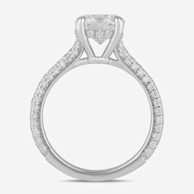 Signature By Modern Bride (F / Si1) Womens 2 3/4 CT. T.W. Lab Grown White Diamond 14K White Gold Round Side Stone Engagement Ring