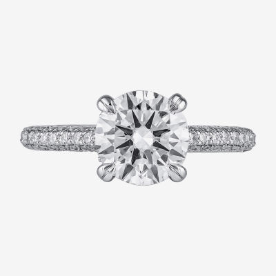 Signature By Modern Bride (F / Si1) Womens 2 3/4 CT. T.W. Lab Grown White Diamond 14K White Gold Round Side Stone Engagement Ring