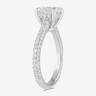 Signature By Modern Bride (F / Si1) Womens 2 3/4 CT. T.W. Lab Grown White Diamond 14K White Gold Round Side Stone Engagement Ring