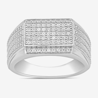 Mens 1/2 CT. T.W. Lab Grown White Diamond Sterling Silver Cluster Fashion Ring