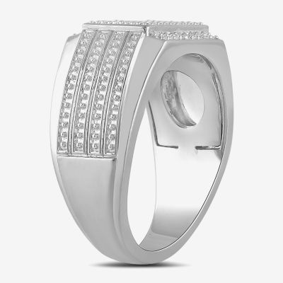 Mens 1/2 CT. T.W. Lab Grown White Diamond Sterling Silver Cluster Fashion Ring