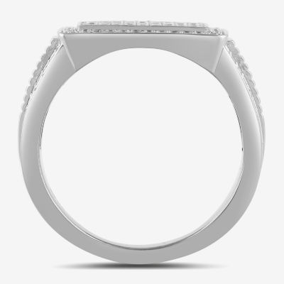 Mens 5/8 CT. T.W. Lab Grown White Diamond Sterling Silver Cluster Fashion Ring