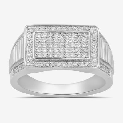 Mens 5/8 CT. T.W. Lab Grown White Diamond Sterling Silver Cluster Fashion Ring