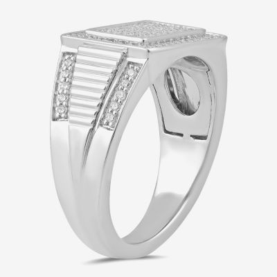 Mens 5/8 CT. T.W. Lab Grown White Diamond Sterling Silver Cluster Fashion Ring