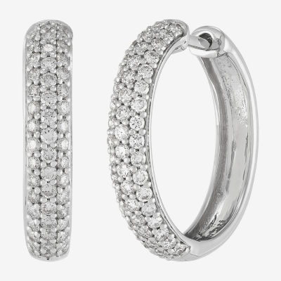 (H-I,Si2) Womens 1 CT. T.W. Lab Grown White Diamond Sterling Silver 20mm Hoop Earrings