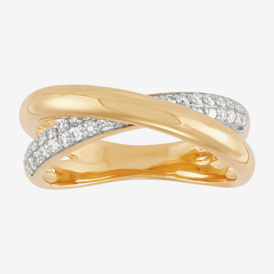 (H-I,Si1-Si2) Womens 1/4 CT. T.W. Lab Grown White Diamond 14K Gold Over Silver Sterling Silver Crossover Band