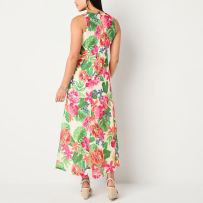 Willow Glenn Womens Sleeveless Floral Maxi Dress, Color: Ivory