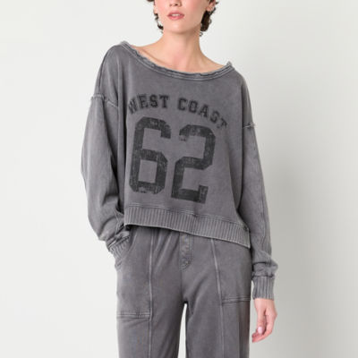 Arizona Juniors Off The Shoulder Womens Crew Neck Long Sleeve Sweatshirt