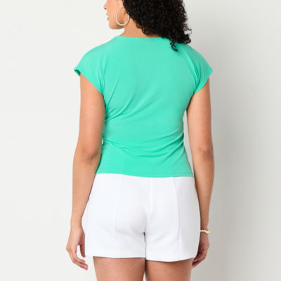 Bold Elements Womens V Neck Short Sleeve Blouse