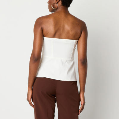 Worthington Womens Straight Neck Peplum Top