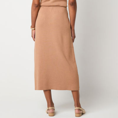 Liz Claiborne Womens Mid Rise Midi A-Line Skirt
