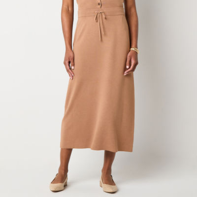 Liz Claiborne Womens Mid Rise Midi A-Line Skirt