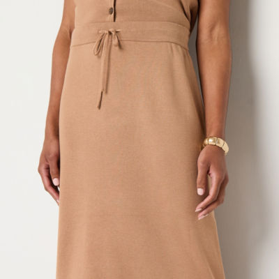 Liz Claiborne Womens Mid Rise Midi A-Line Skirt