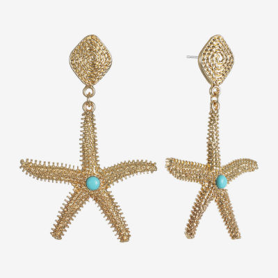 Bijoux Bar Womens Blue Glass Hypoallergenic Drop Earrings