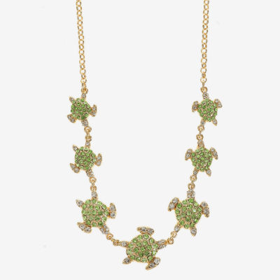 Monet Jewelry Womens Green 17 Inch Collar Necklace