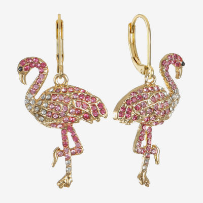 Monet Jewelry Womens Pink Glass Drop Earrings