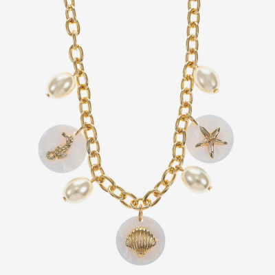 Liz Claiborne Starfish Shell Womens 17 Inch Collar Necklace