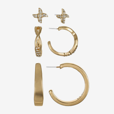Monet Jewelry Womens Glass Hypoallergenic 3 Pair Earring Set
