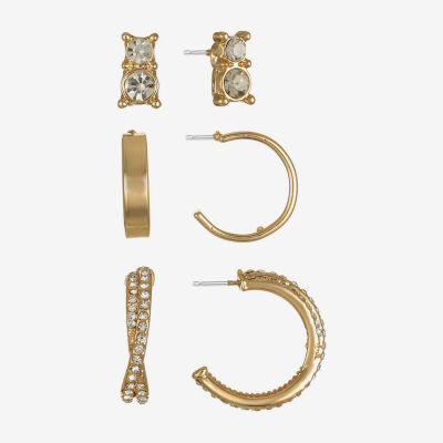 Monet Jewelry Womens Glass Hypoallergenic 3 Pair Earring Set