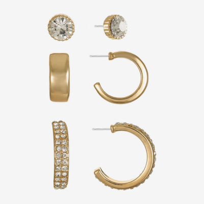 Monet Jewelry Womens Glass Hypoallergenic 3 Pair Earring Set