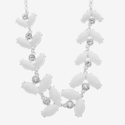 Liz Claiborne Womens White 17 Inch Collar Necklace