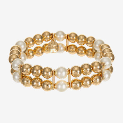 Monet Jewelry Womens Simulated Pearl Round Stretch Bracelet