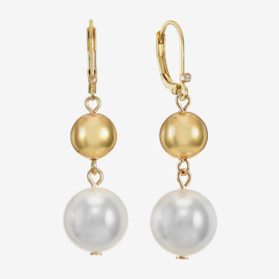 Monet Jewelry Womens Simulated Pearl Round Drop Earrings