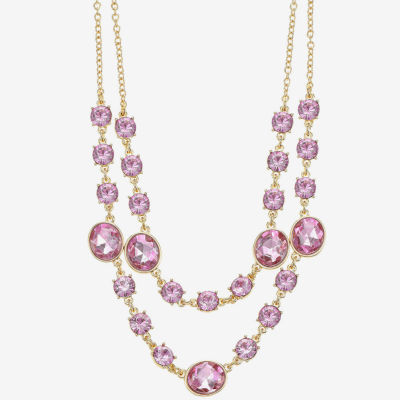 Monet Jewelry Womens Pink Glass 18 Inch Strand Necklace