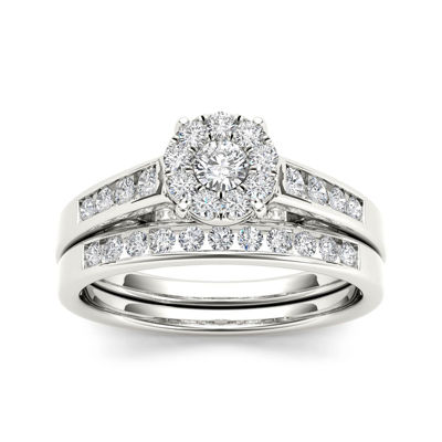 1/2 CT.T.W. Natural Diamond 10K White Gold Bridal Ring Set