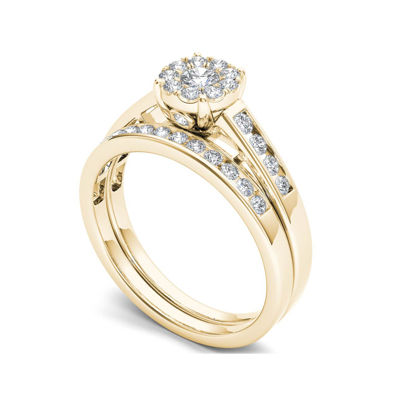 1/2 CT.T.W. Natural Diamond 10K Yellow Gold Bridal Ring Set
